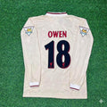 1996 Michael Owen Liverpool 1997 Retro Away White Long Sleeve Football Jersey – Back View