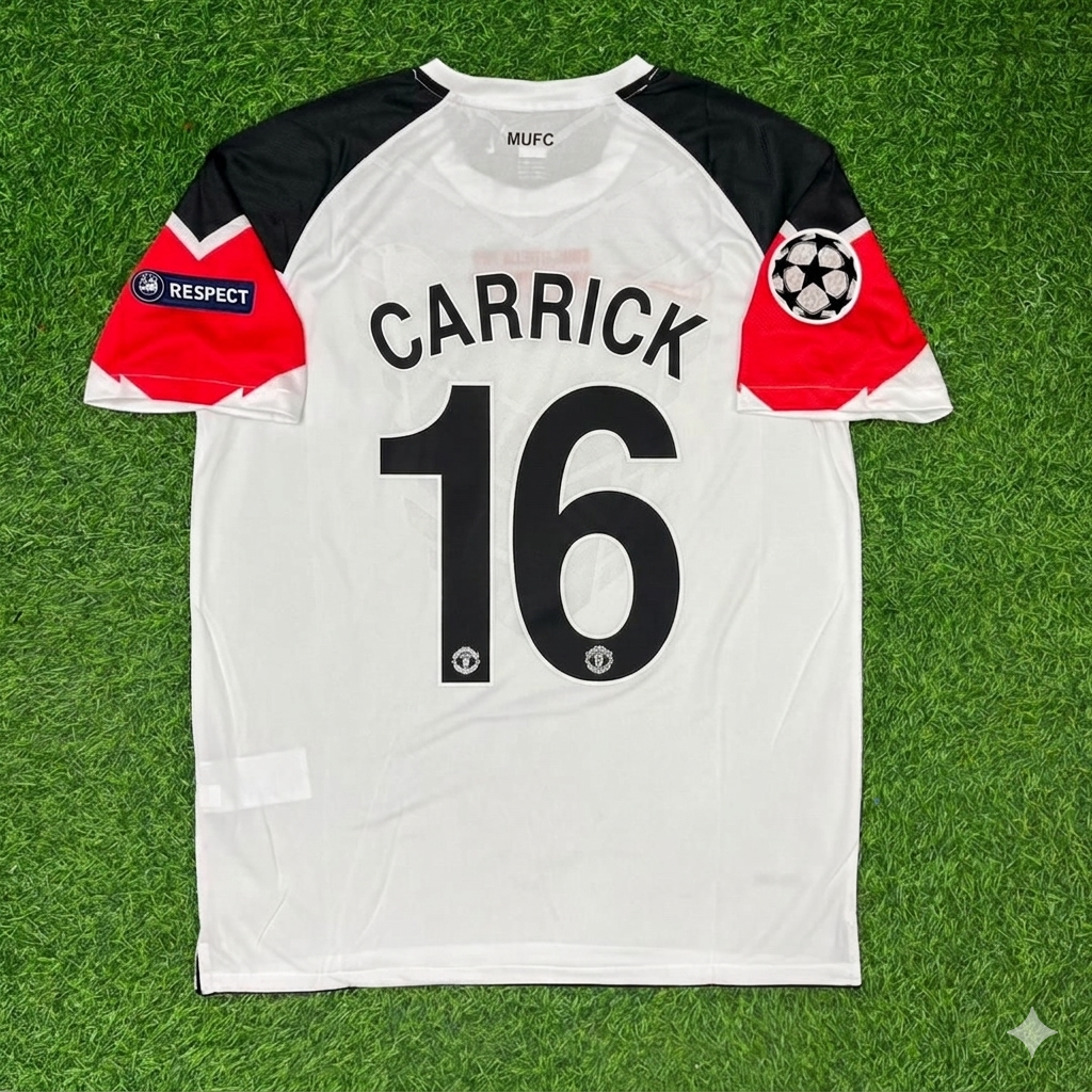 Michael Carrick #16 Manchester United 2011 Champions League Final White Football Jersey – Back View