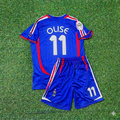 Michael Olise #11 World Cup Kids Blue Retro Football Jersey Collection – Back View