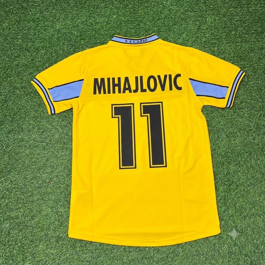 1998/00 Sinisa Mihajlovic Lazio Yellow Retro Football Jersey – Back View