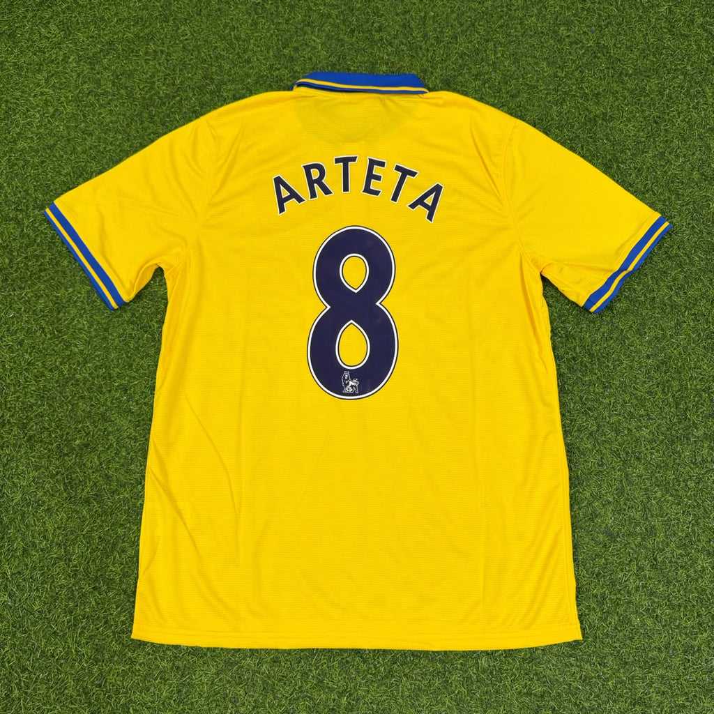 Mikel Arteta – Arsenal 2013/2014 Yellow Retro Kit Jersey – Back View