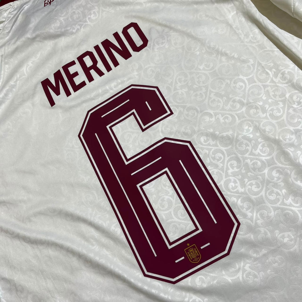 Mikel Merino #6 Spain 2026 World Cup Away Long Sleeve Jersey – Detailed View