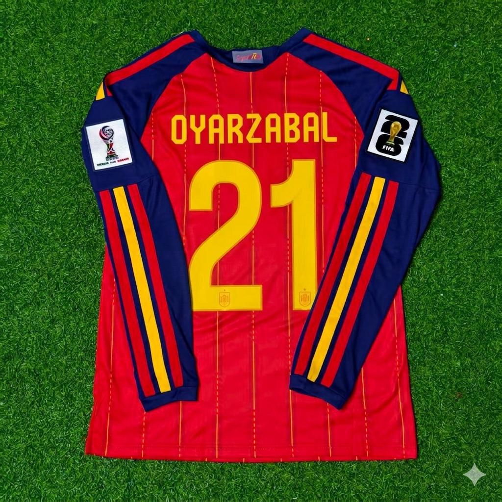 Spain 2026 World Cup Home Long Sleeve Jersey – Mikel Oyarzabal #21 – Back View