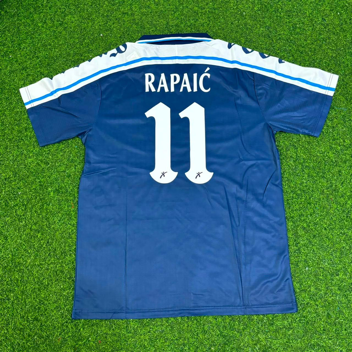 Milan Rapaic Perugia Retro Blue Football Jersey – Back View