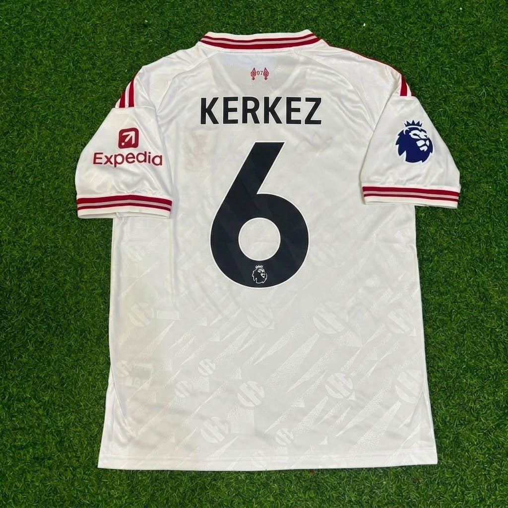 Liverpool New Season 2027 White Away Football Jersey – Milos Kerkez #6 – Back View