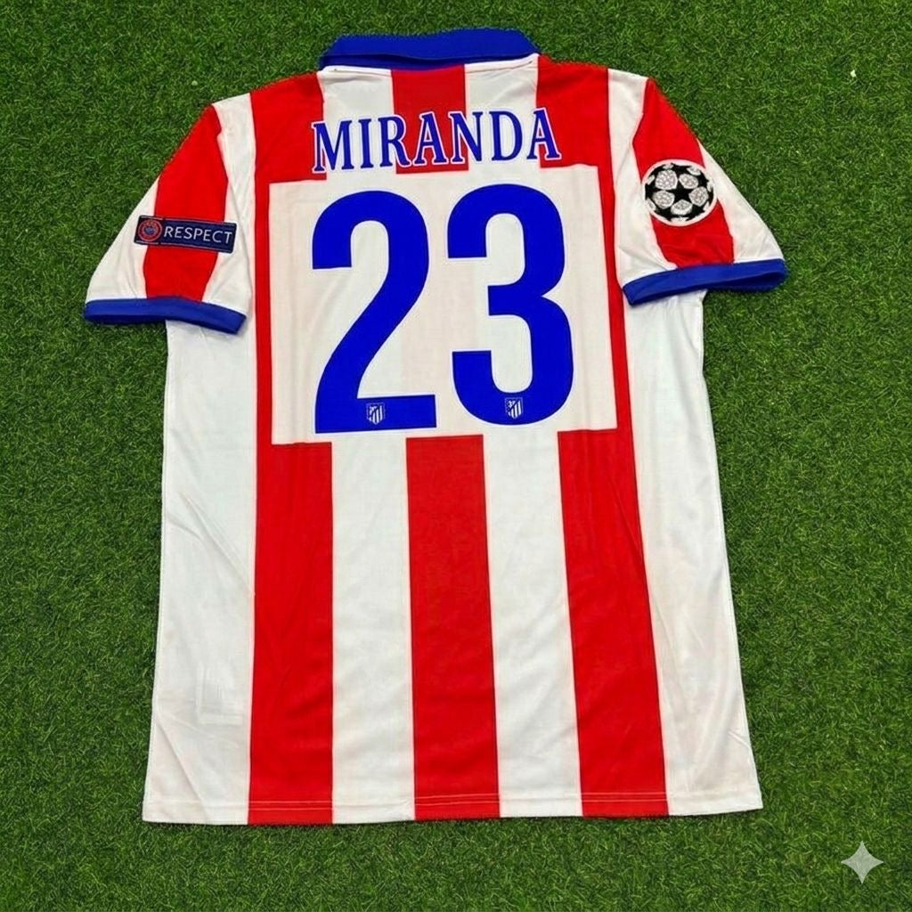 Atlético Madrid 2014 Champions League Final Retro Football Jersey – Mirandes 23- – Back View