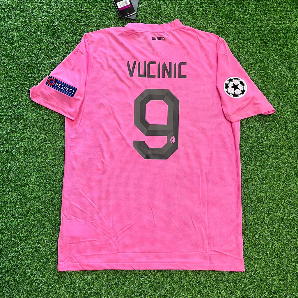 Mirko Vucinic Juventus Pink 2012 2013 Season Retro Jersey – Back View