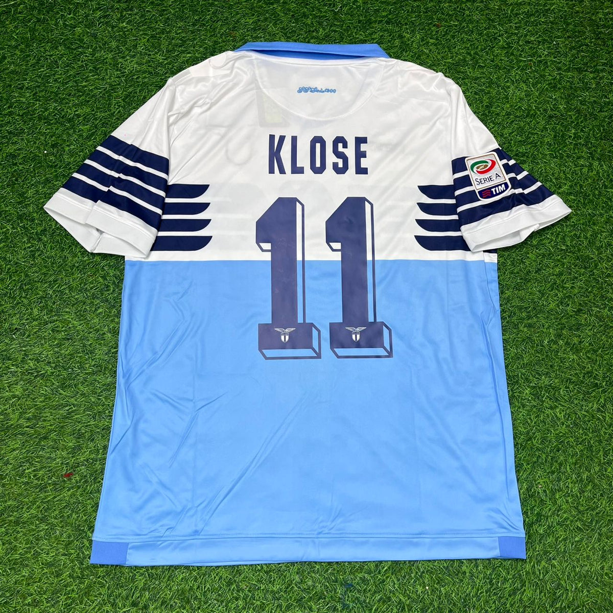 Miroslav Klose #11 Lazio White Blue Retro Home Football Jersey – Back View