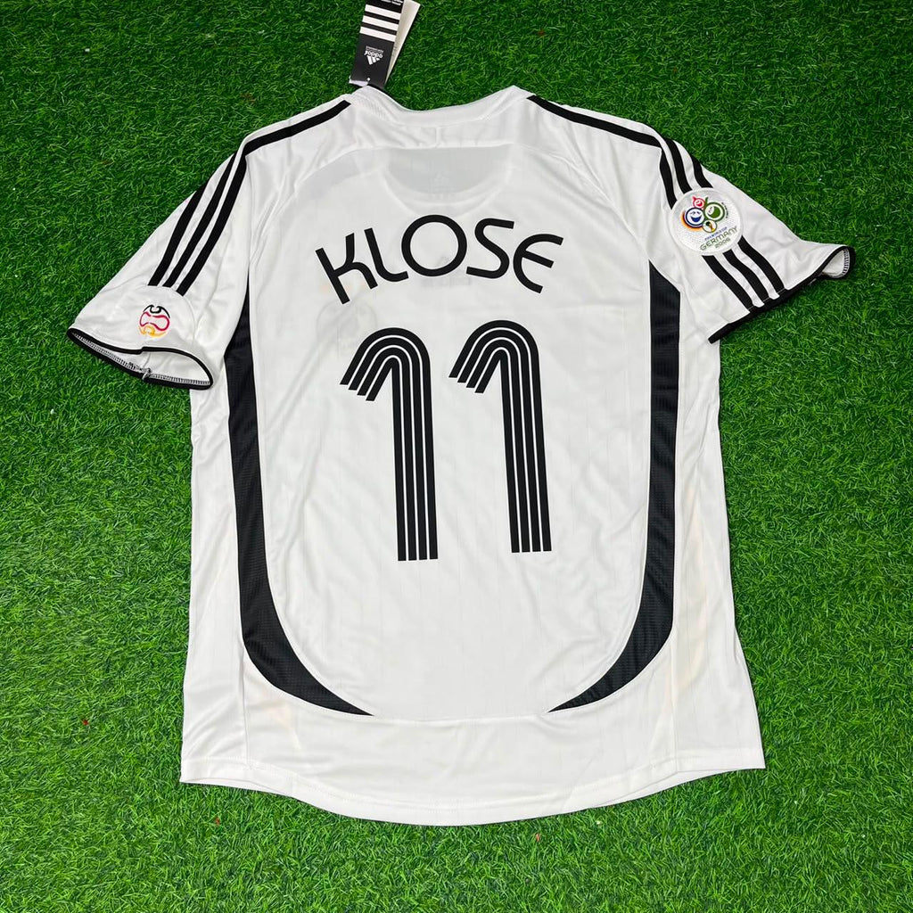 Miroslav Klose Germany 2006 World Cup White Retro Football Jersey – Back View