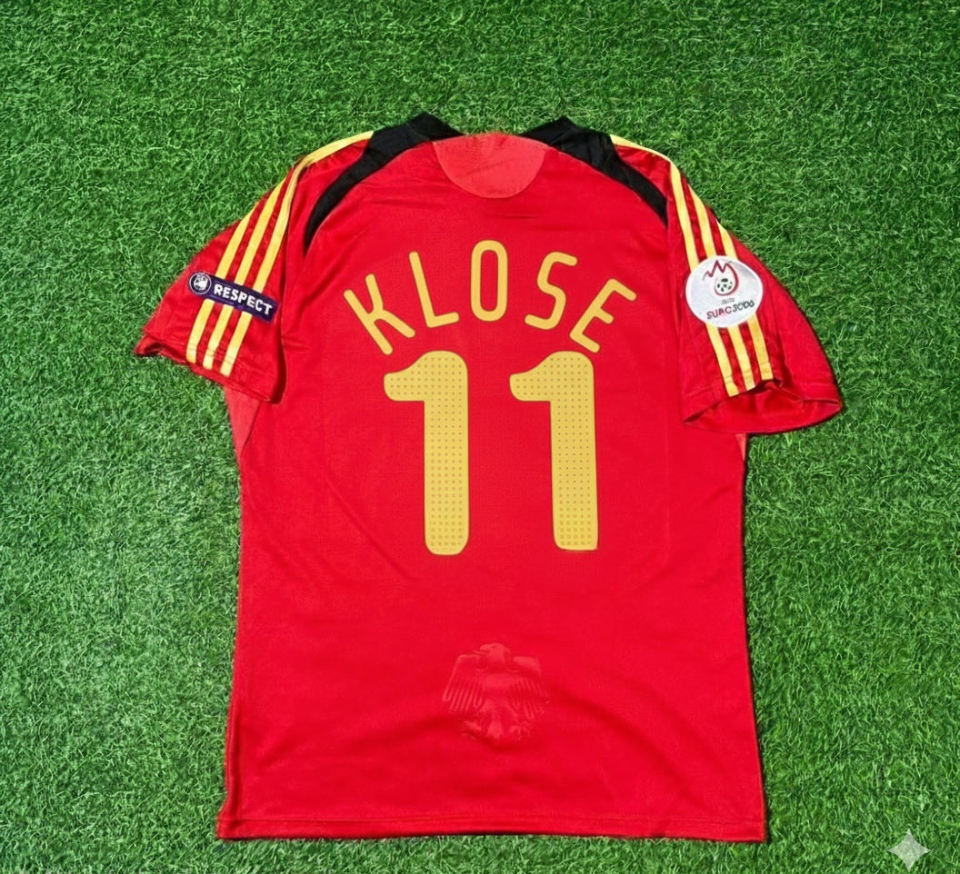 Germany EURO 2008 Away Red Retro Football Jersey – Miroslav Klose – Back View