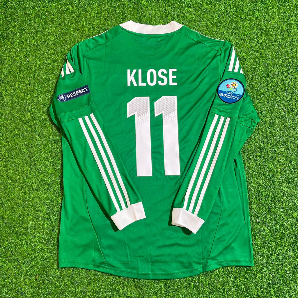Germany EURO 2012 Long Sleeve Green Retro Football Jersey – Miroslav Klose – Back View