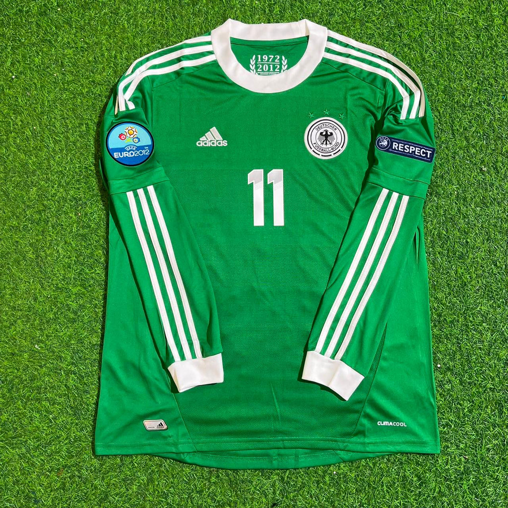 Germany EURO 2012 Long Sleeve Green Retro Football Jersey – Miroslav Klose – Front View