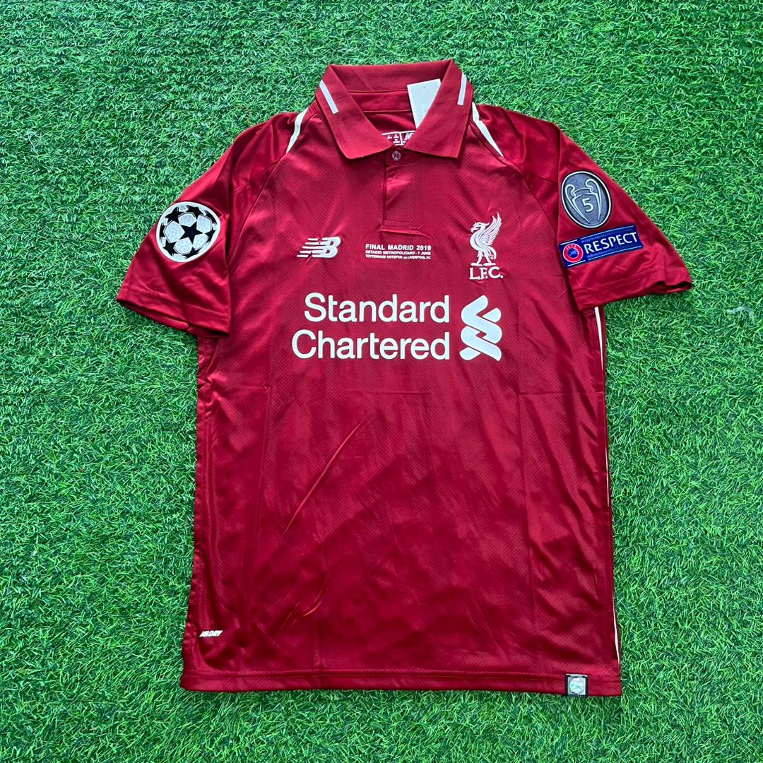 Mohamed Salah Liverpool 2019 Champions League Final Retro Football Jersey – Front View