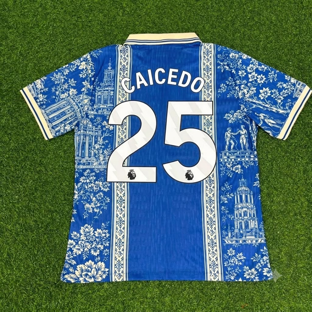 Moisés Caicedo Chelsea 2027 New Season Blue-White Football Jersey – Back View