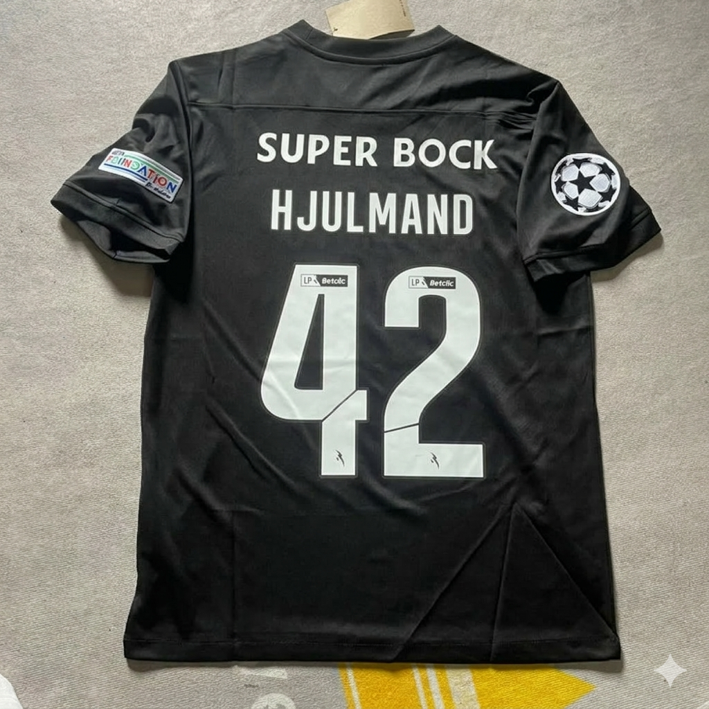 Sporting CP Lisbon Commemorative Black Jersey – Morten Hjulmand 42- – Back View