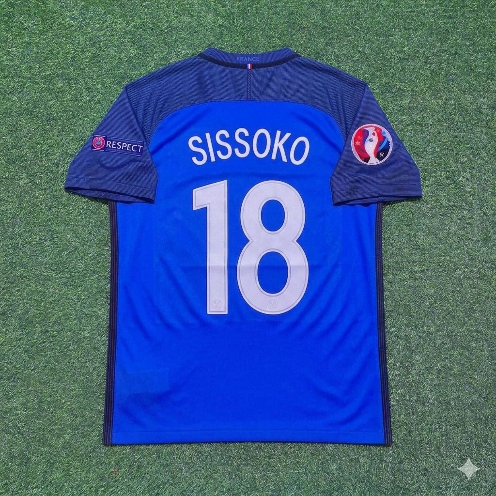 France Euro 2016 Home Retro Football Jersey – Moussa Sissoko #18 – Back View