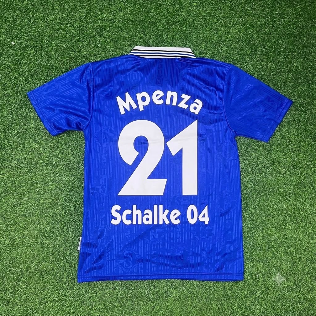 Emile Mpenza Schalke 04 Heim Retro Fußballtrikot Jersey – Back View