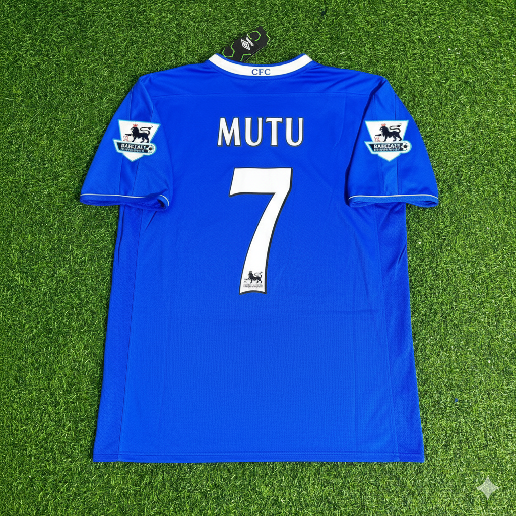 Chelsea 2003 2005 Season Home Navy Blue Retro Jersey – Adrian Mutu – Back View