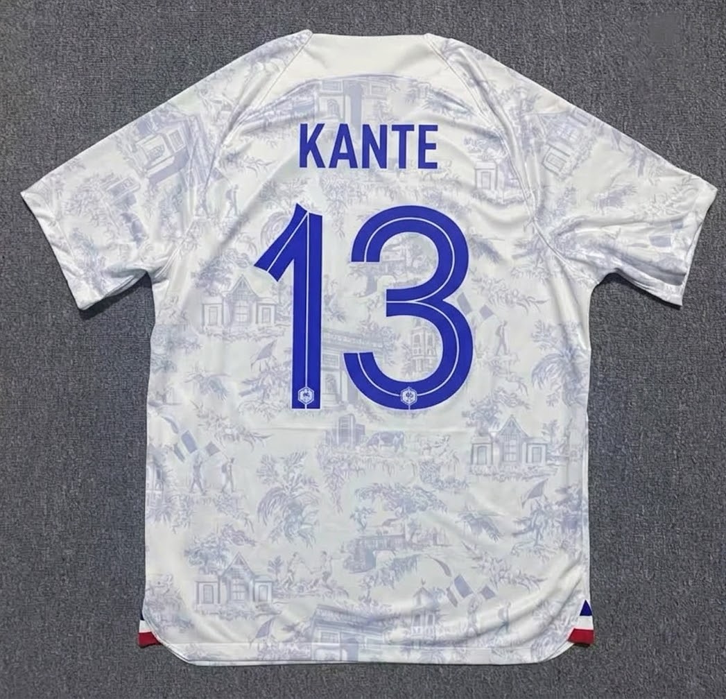 N’golo Kante #13 France 2022 World Cup Away Retro Jersey – Back View