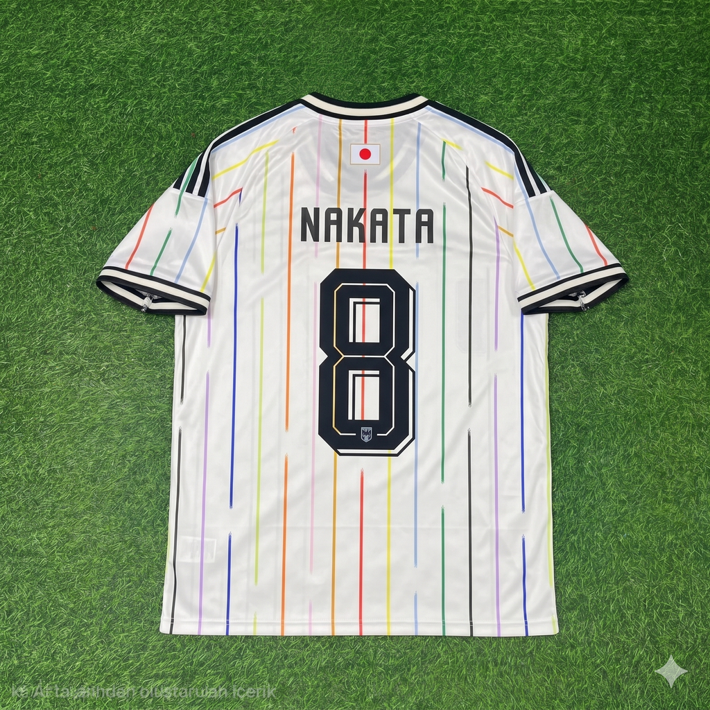 Hidetoshi Nakata Japan Away White Football Jersey – Back View