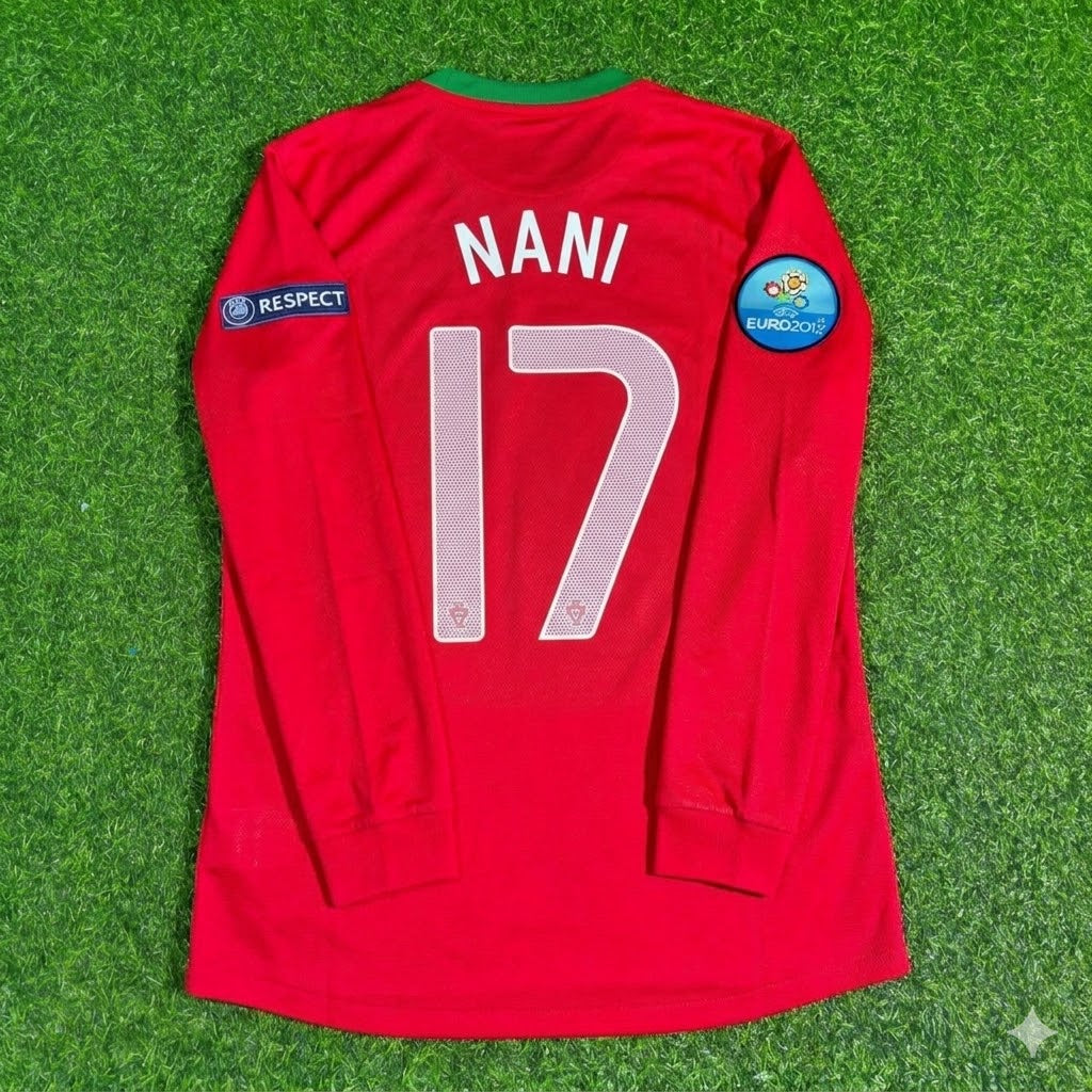 2012 Portugal EURO Luis Nani #17 Long Sleeve Retro Football Jersey – Back View