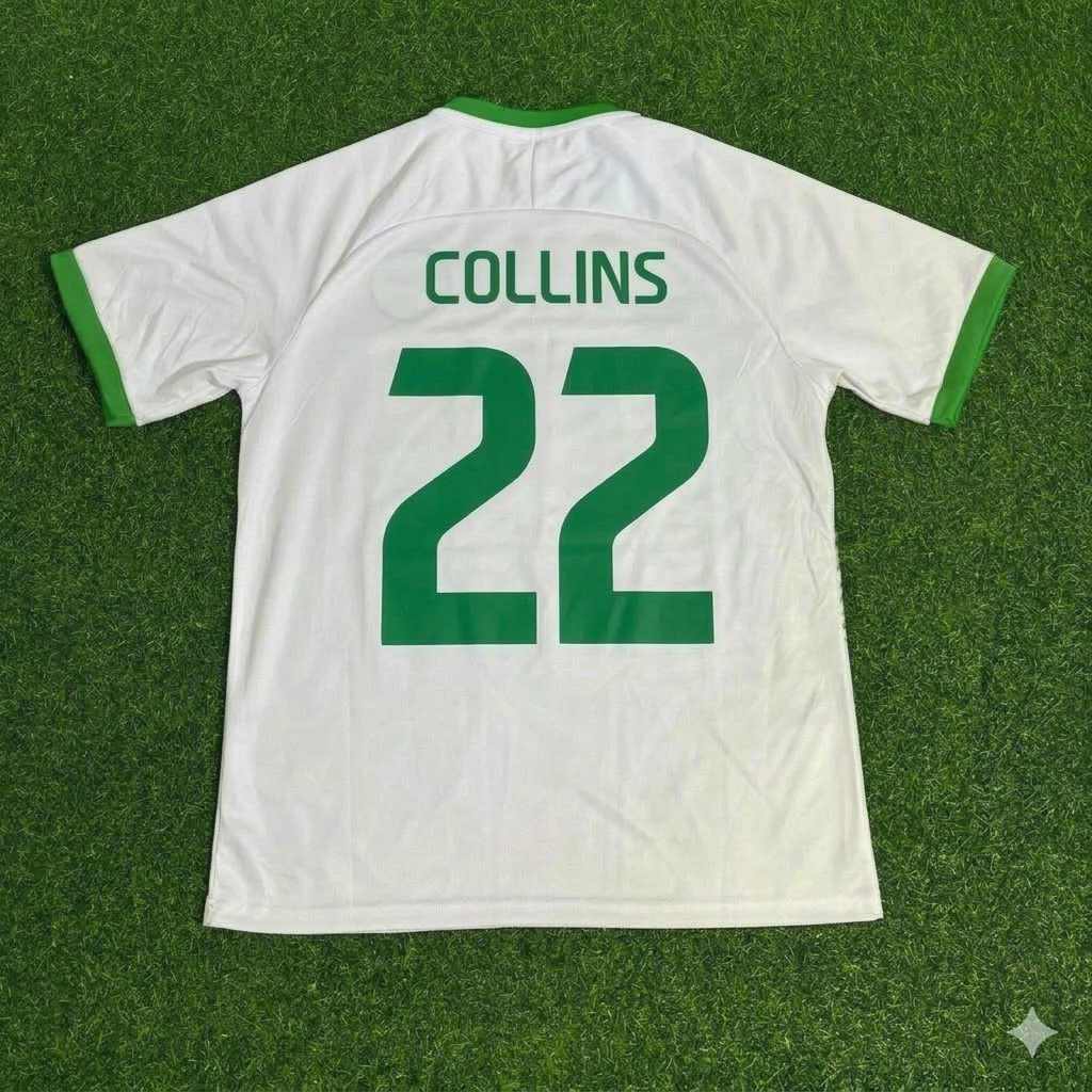 Ireland Vintage Special Edition White Football Jersey – Nathan Collins 22- – Back View