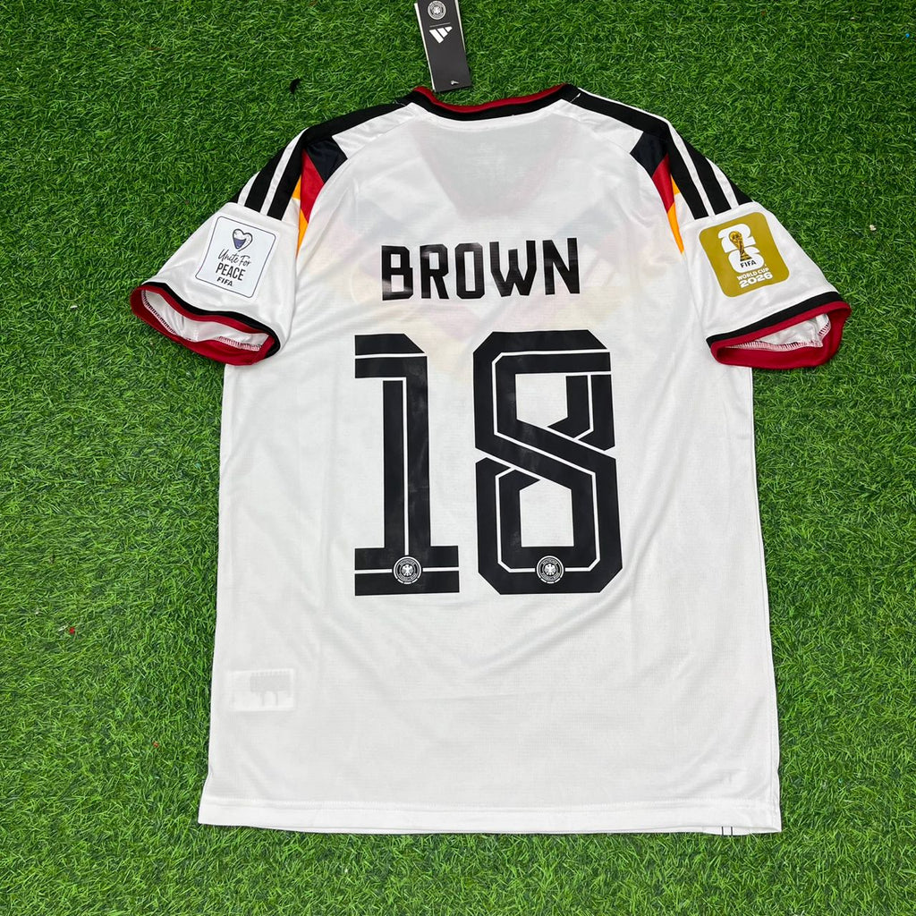 Nathaniel Brown #18 Germany 2026 World Cup Home Jersey – Back View