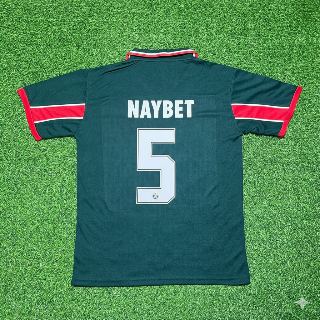 1998 Noureddine Naybet Morocco Home Season Retro Football Jersey – Back View