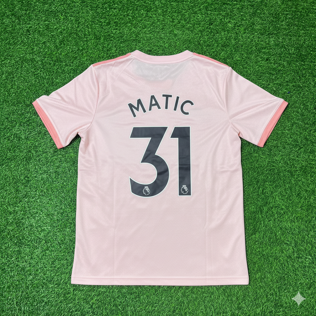 Manchester United 2018/19 Pink Retro Football Jersey – Nemanja Matic – Back View