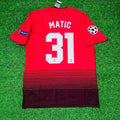 Nemanja Matić #31 Manchester United 2018/2019 Season Home Red Retro Football Jersey – Back View
