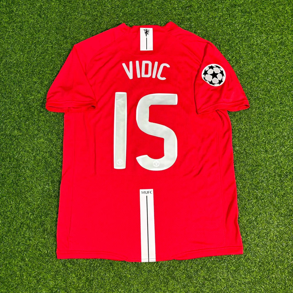 Manchester United 2008 Champions League Final Retro Jersey – Nemanja Vidic #15 – Back View