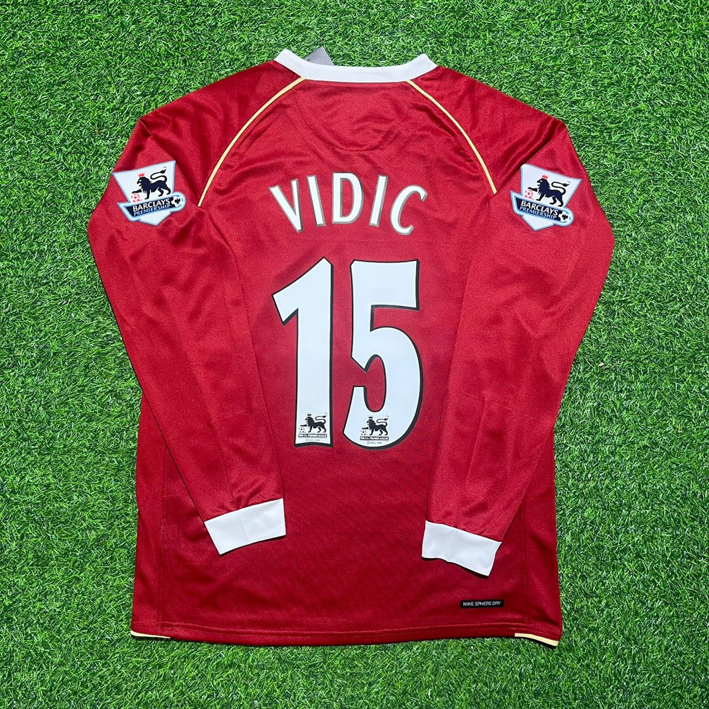2006/07 Nemanja Vidic Manchester United Long Sleeve Red Football Jersey – Back View