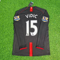 Nemanja Vidic 2007-2008 Manchester United Black Retro Jersey – Back View