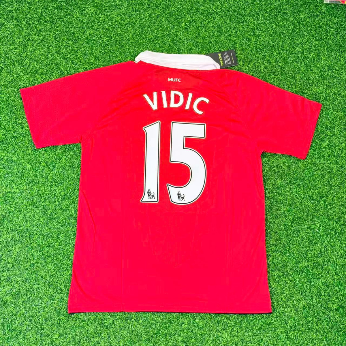 Manchester United 2010/2011 Retro Home Football Jersey – Nemanja Vidic – Back View
