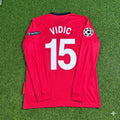 2009/10 Nemanja Vidic #15 Manchester United Retro Long Sleeve Football Jersey – Back View