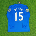 Manchester United 2008 Blue EPL Patch Retro Long Sleeve Football Jersey – Nemanja Vidic – Back View