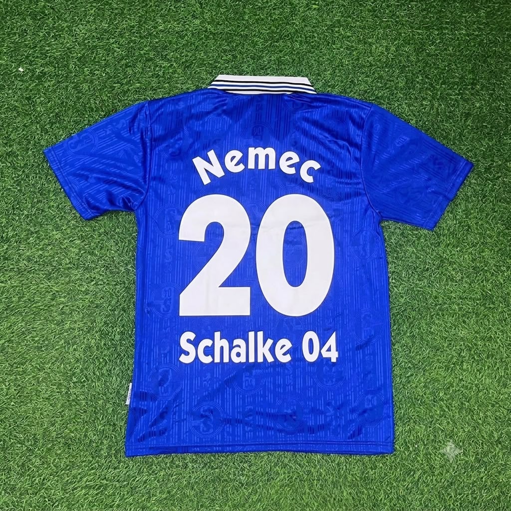 Jiri Nemec Schalke 04 Heim Retro Fußballtrikot Jersey – Back View