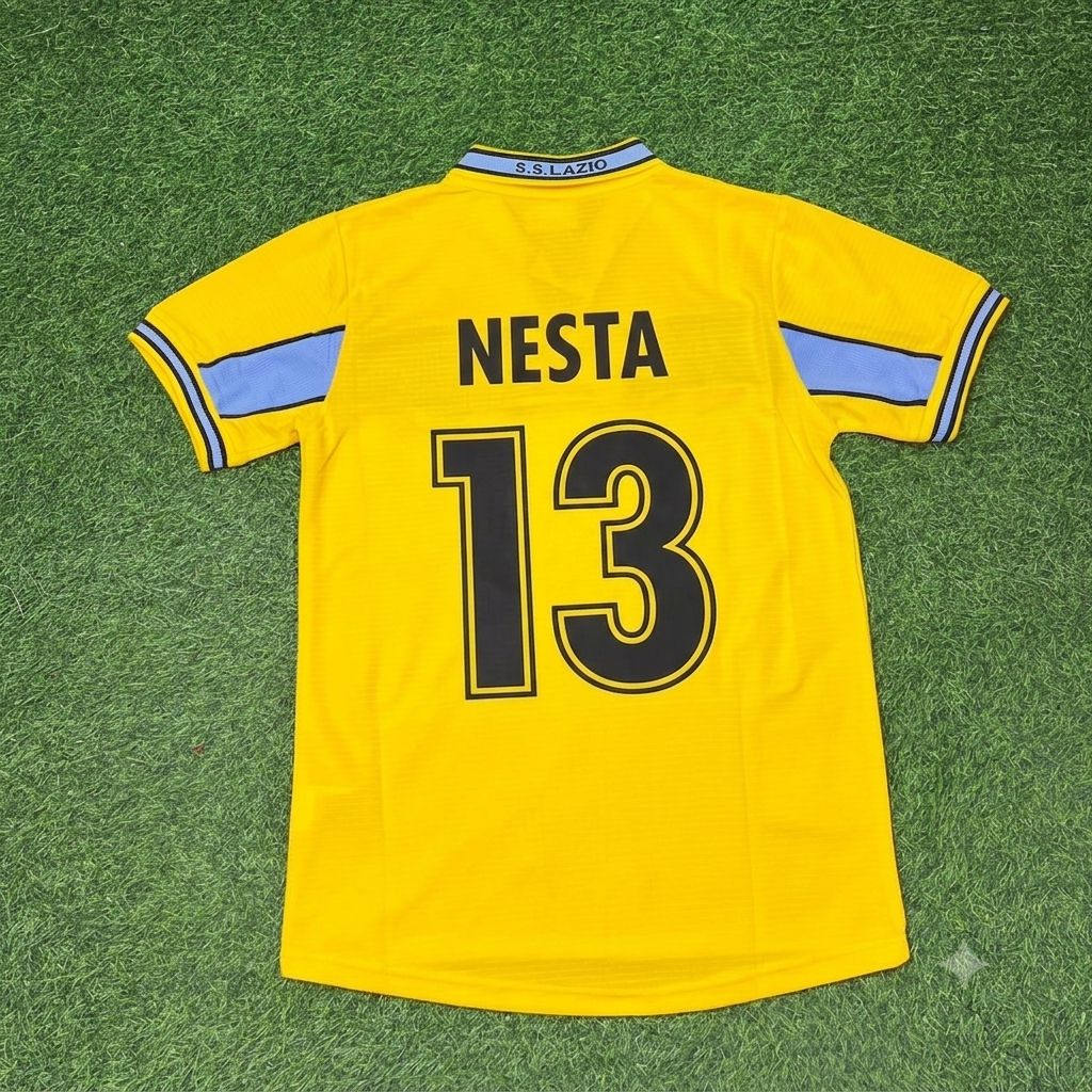 1998/00 Alessandro Nesta Lazio Yellow Retro Football Jersey – Back View