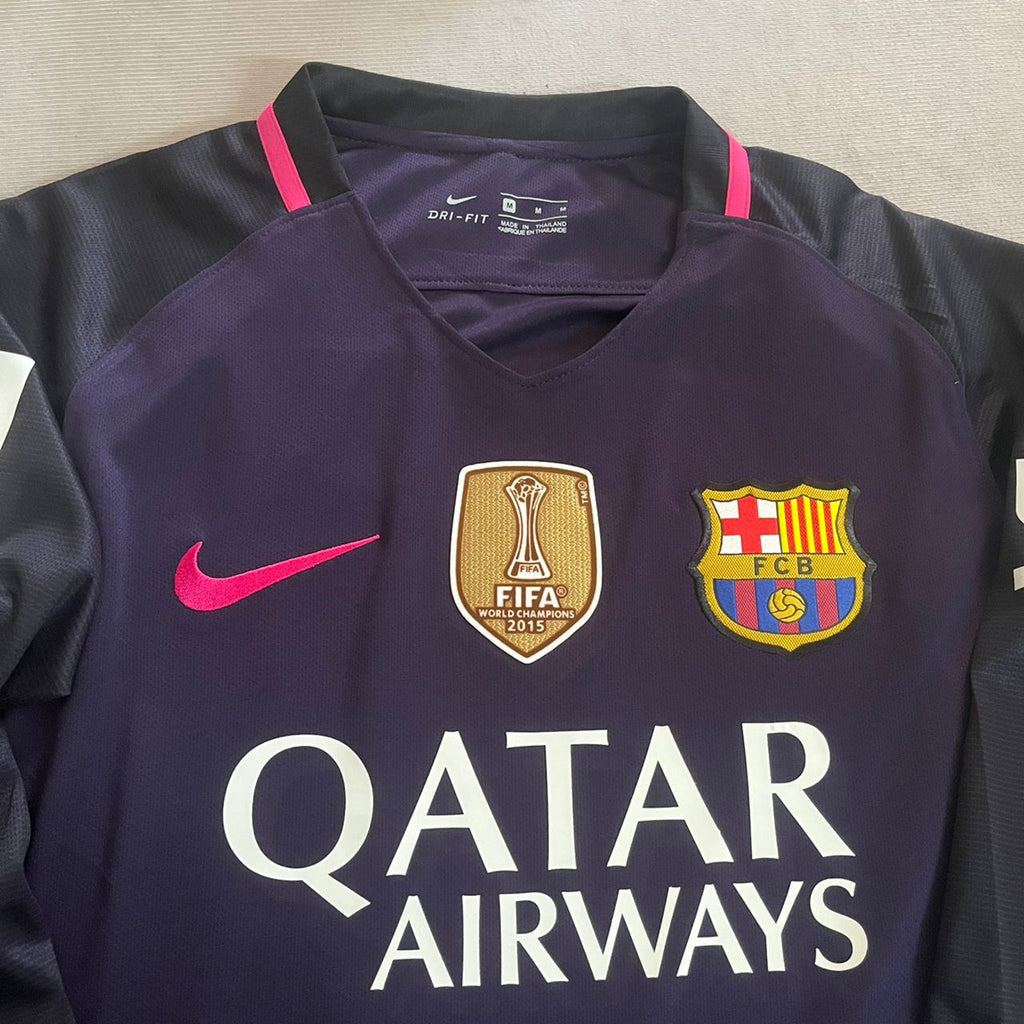 Ivan Rakitic Barcelona 14/15 Retro Pink Printing Long Sleeve Football Jersey – Detailed View