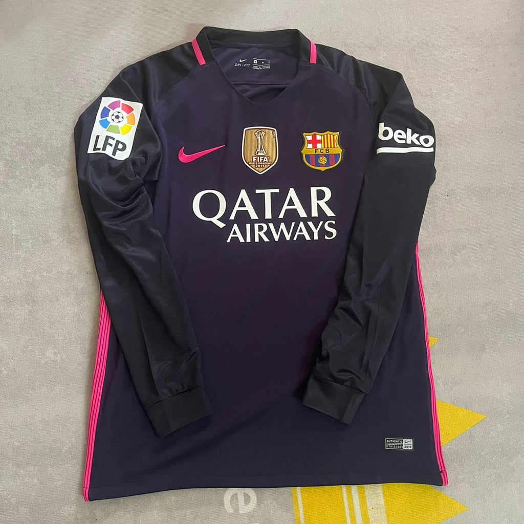 Sergio Busquets Barcelona 14/15 Retro Pink Printing Long Sleeve Jersey – 6