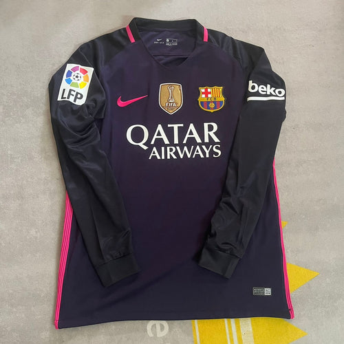 14/15 Barcelona Retro Pink Printing Long Sleeve Jersey – Neymar Jr – Front View