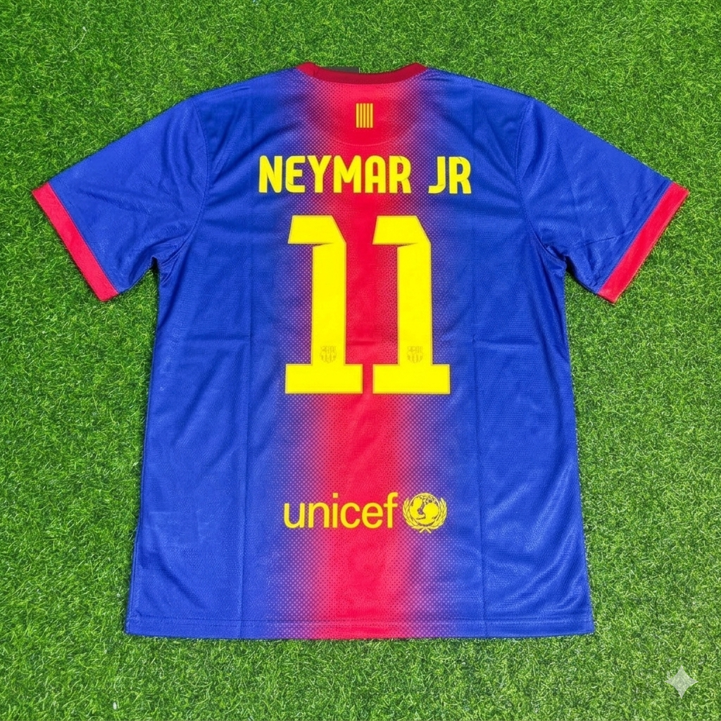 Barcelona Retro Home Football Jersey – Neymar Jr – Back View