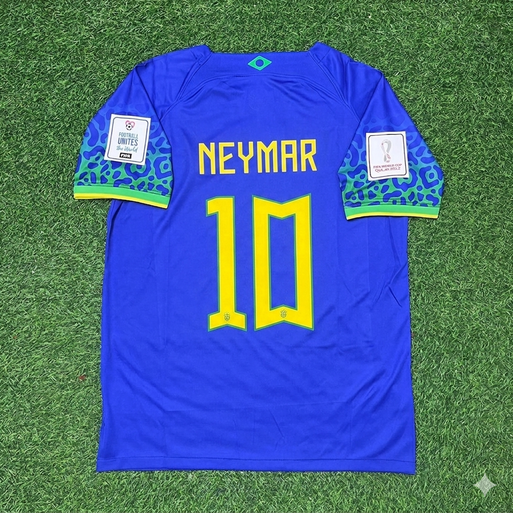2022 Brazil World Cup Neymar Jr Retro Football Jersey – Back View