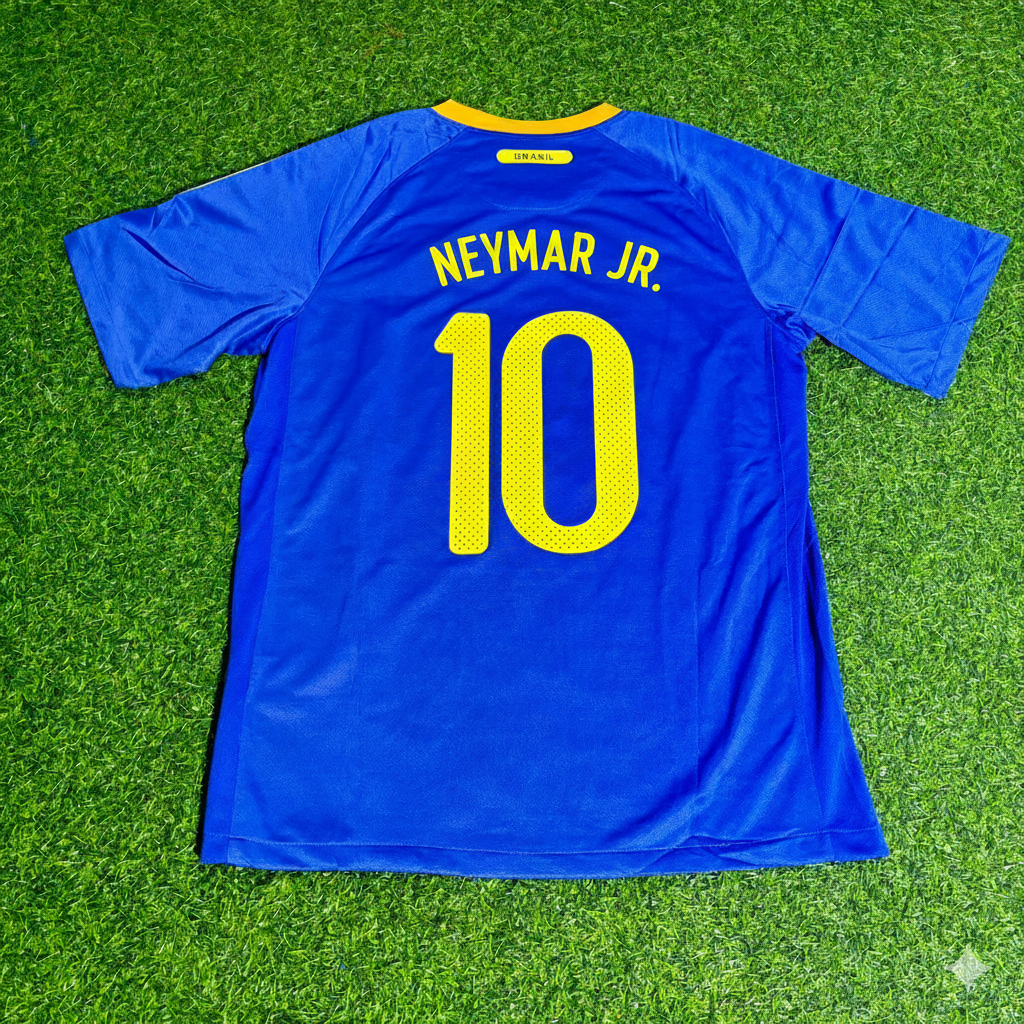 Brazil 2010 World Cup Retro Blue Jersey – Neymar Jr. – Back View
