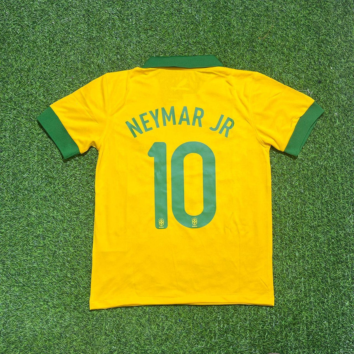 Neymar Jr. 10 Brazil 2014 Retro Football Jersey – Back View