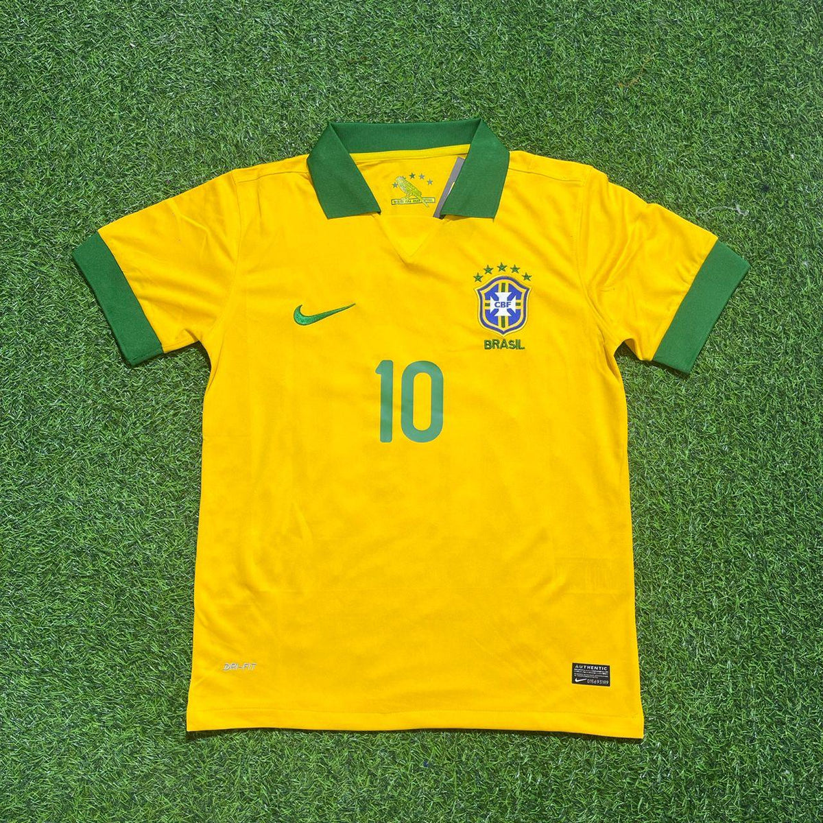 Neymar Jr. 10 Brazil 2014 Retro Football Jersey – Front View