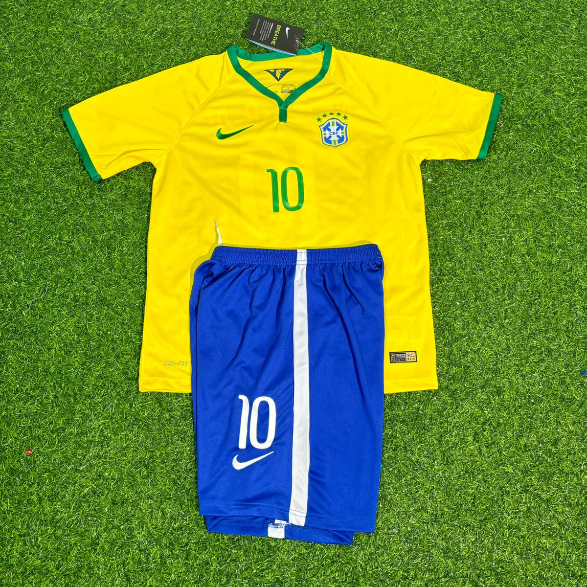 Brazil 2014 Retro Kids Football Jersey – Neymar Jr. 10 – Front View