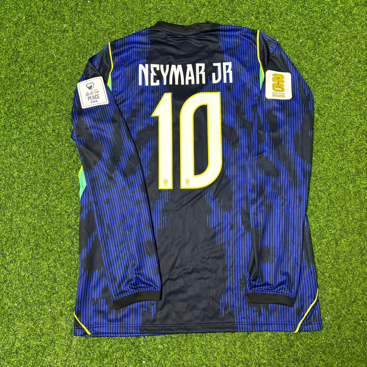 Brazil 2026 World Cup Long Sleeve Blue Away Jersey – Neymar Jr #10 – Back View