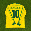 Brazil Long Sleeve Retro Football Kit Jersey – Neymar Jr. #10 - – Back View