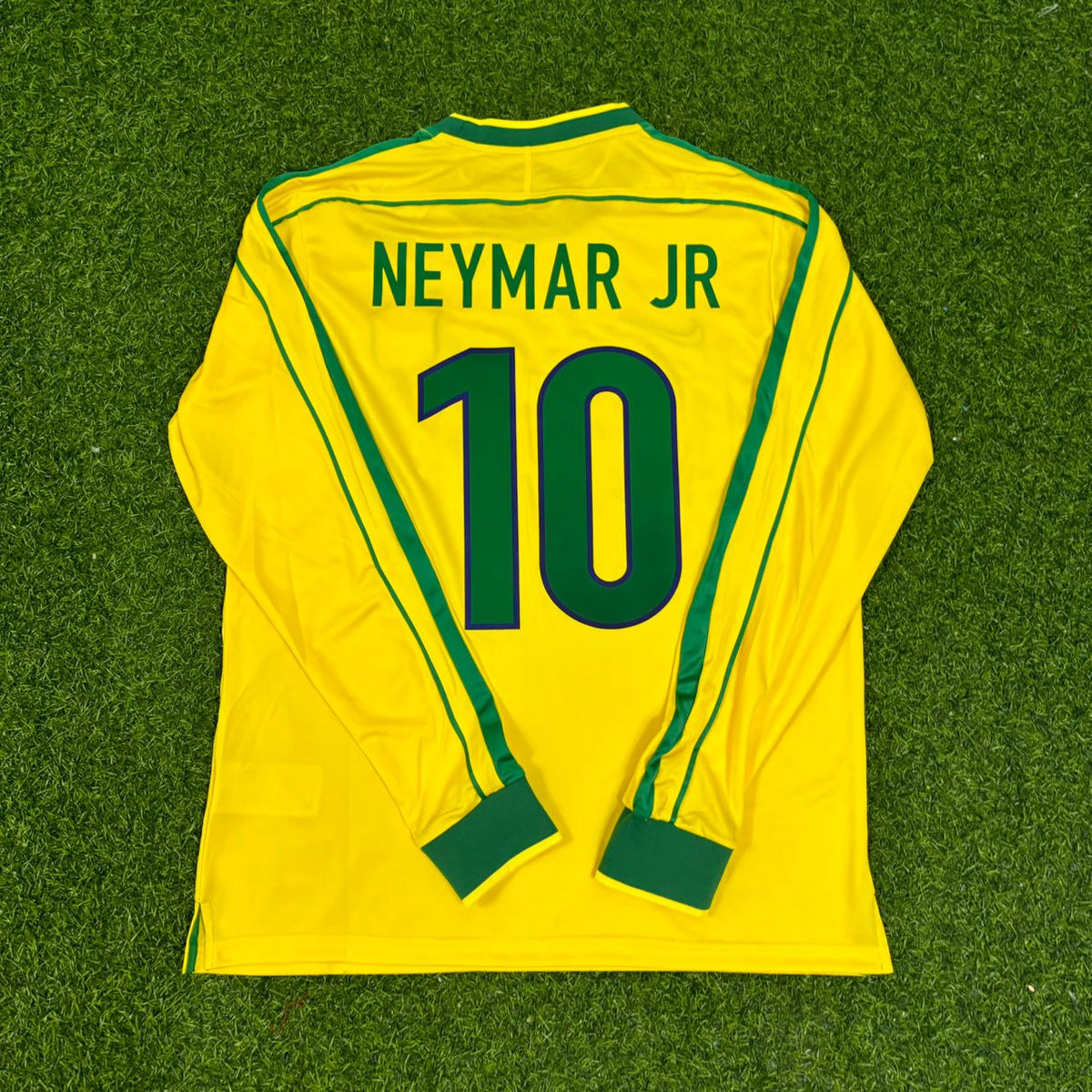 Brazil Long Sleeve Retro Football Kit Jersey – Neymar Jr. #10 - – Back View